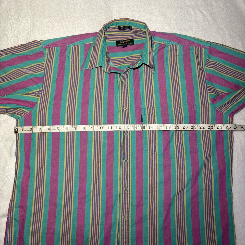 VTG Colors By Alexander Julian Large Multicolor Stripe Button Shirt - Picture 3 of 6